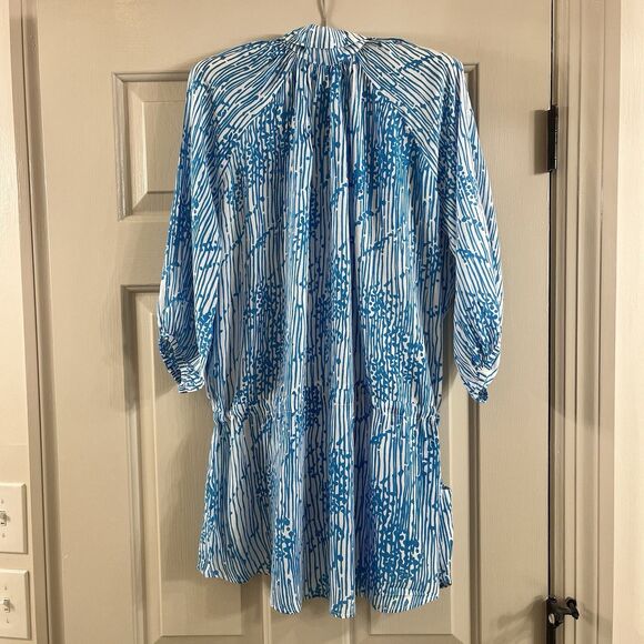 Vix by Paula Hermanny Women's Sz S Swim Cover-up Blue Drawstring Pockets Button - Picture 11 of 13